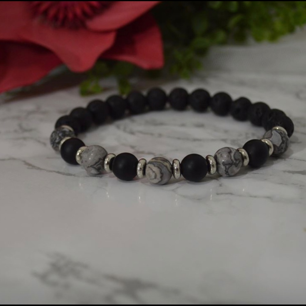 Silver Crazy Lace Agate Diffuser Bracelet